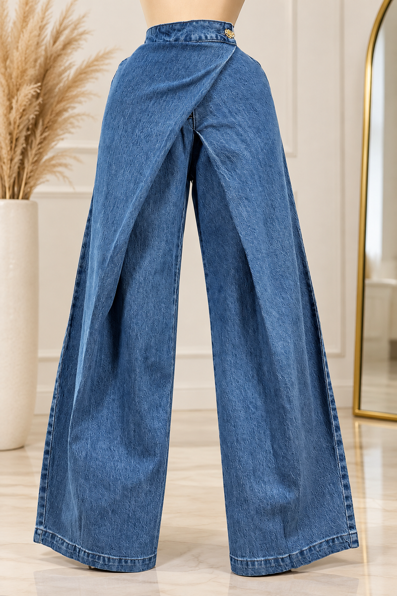 Rosette Wrap Wide Leg Jeans