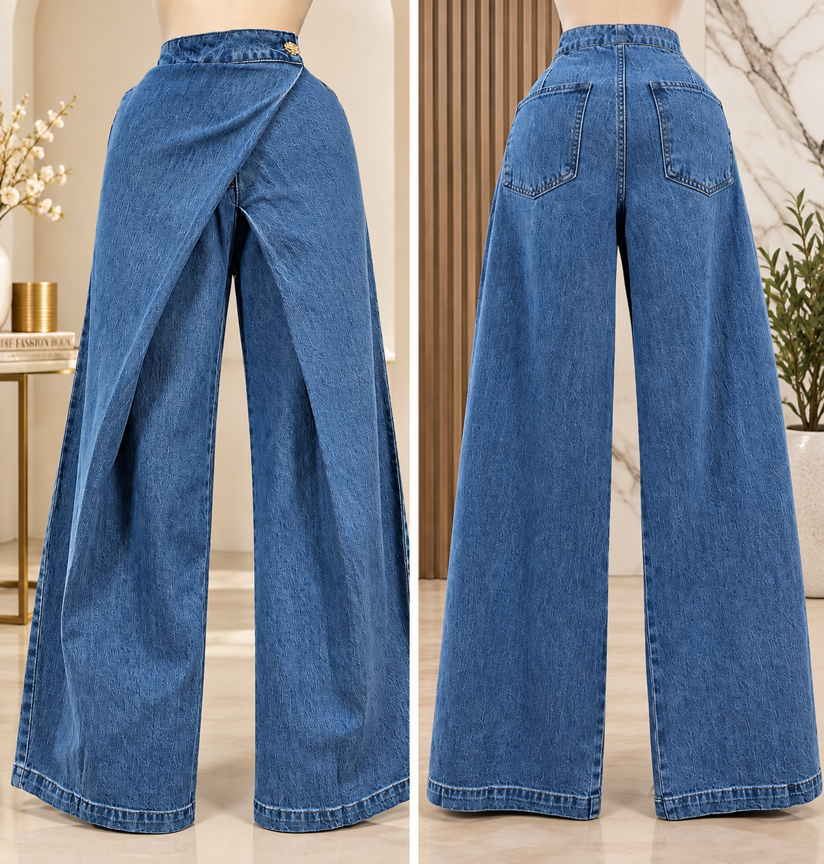 Rosette Wrap Wide Leg Jeans
