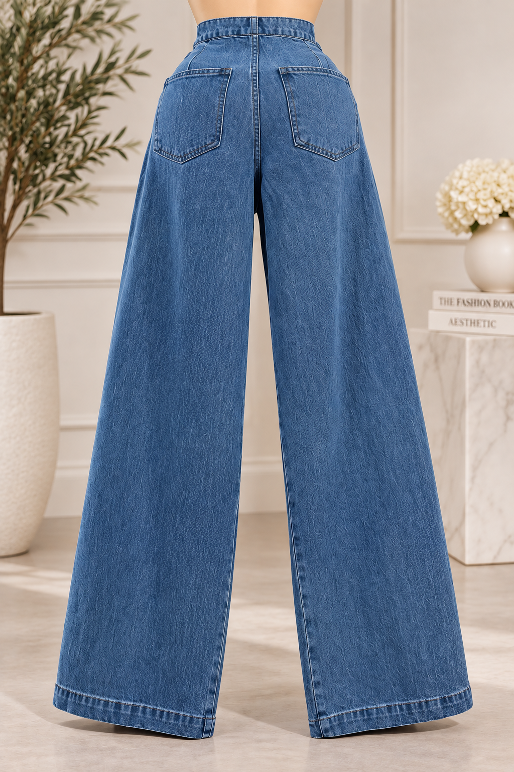 Rosette Wrap Wide Leg Jeans