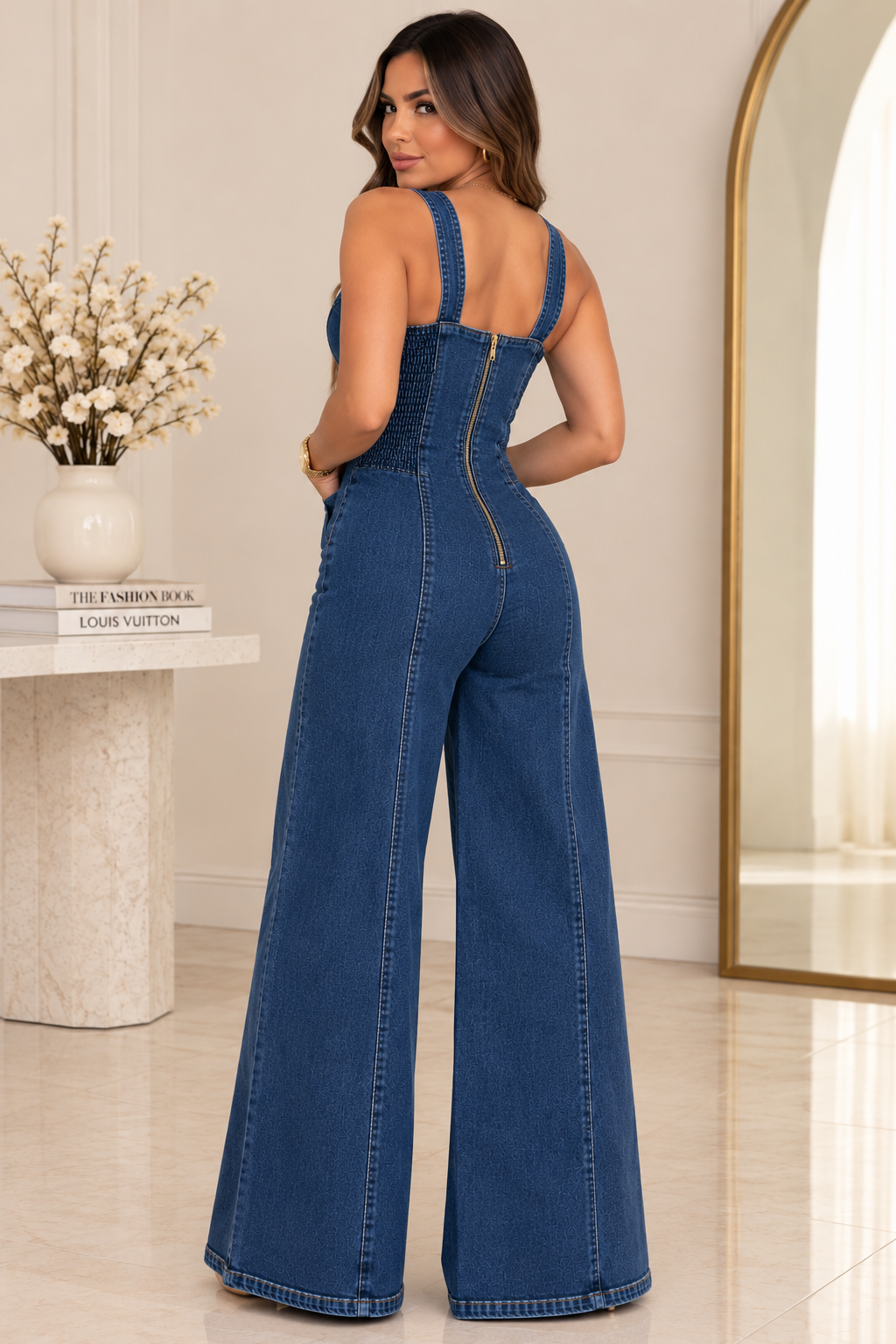Golden Button Denim Jumpsuit