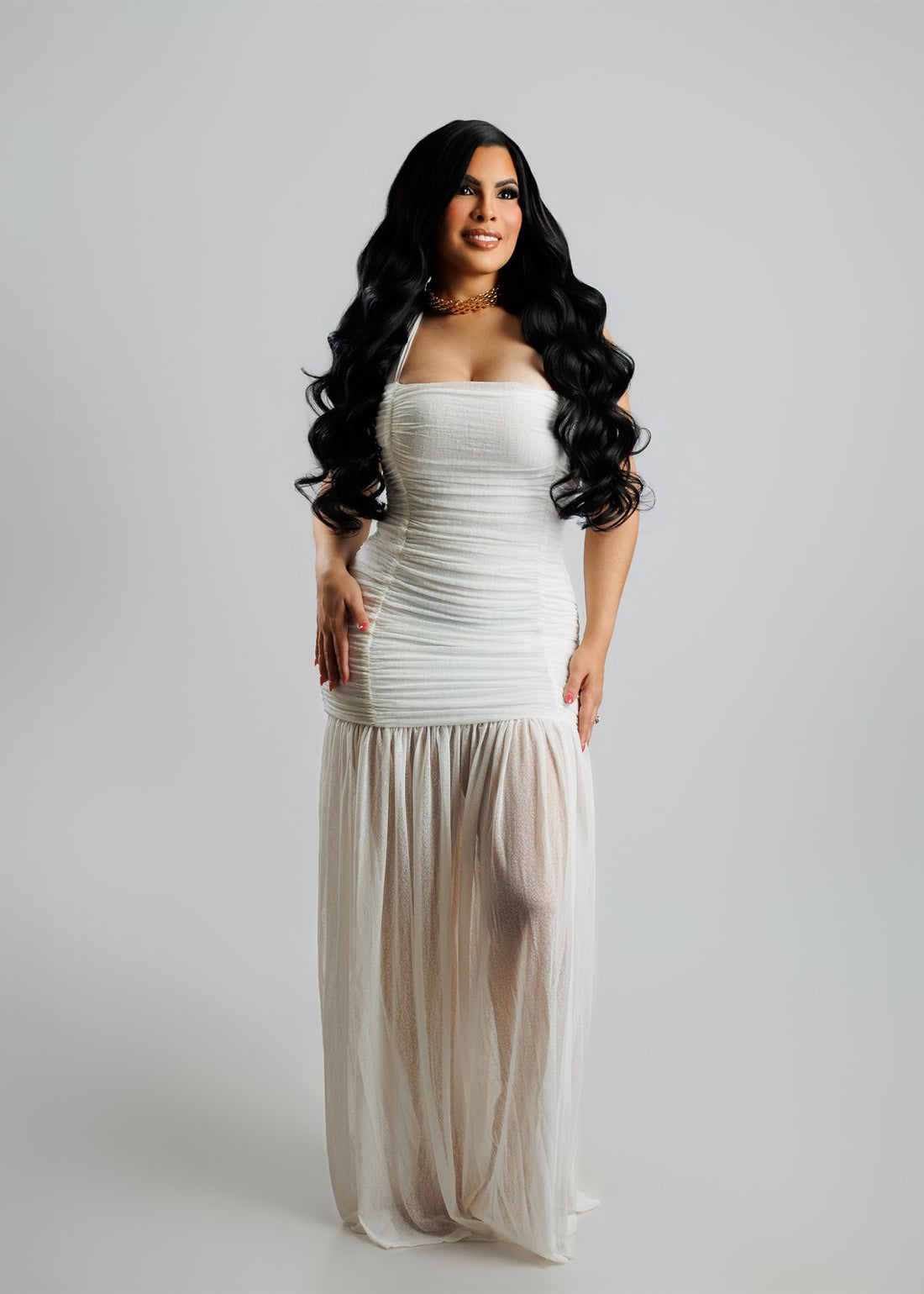 Vestido Mireya · Drapeado con falda de tul — foto 1