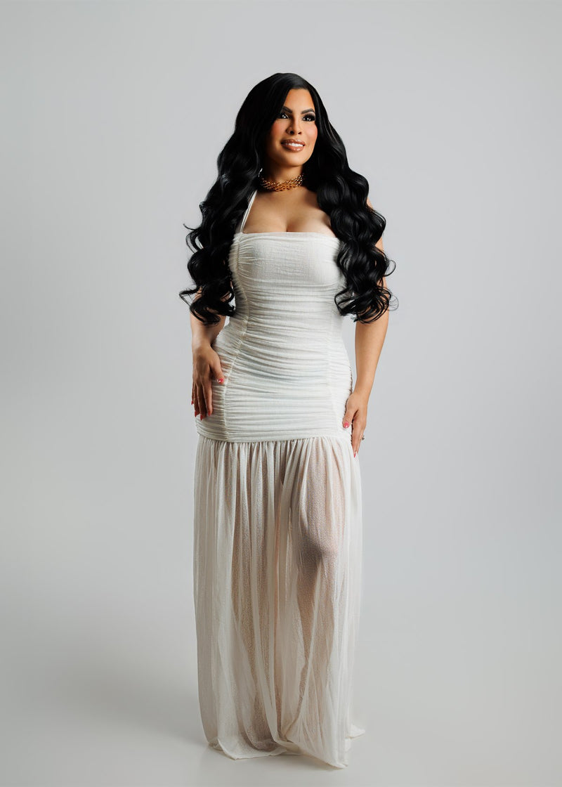 Vestido Mireya · Drapeado con falda de tul — foto 1